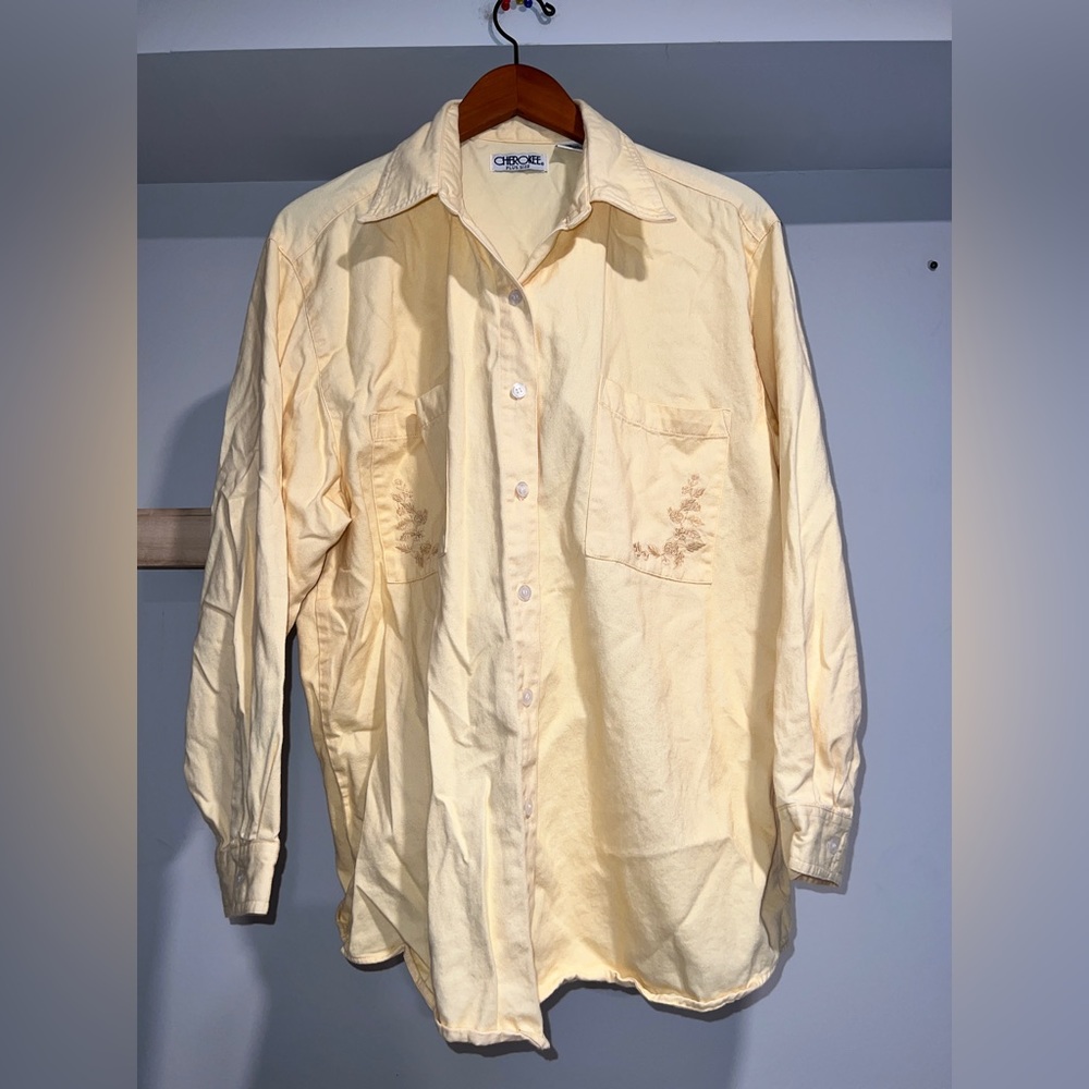 Cherokee soft yellow button up